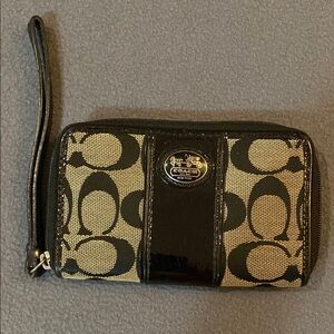 Coach Black and Tan Signature Wristlet